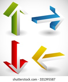Colorful arrow icons, arrow buttons. Arrows up, down, left and right.