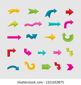 colorful arrow icons set Isolated on white background. vector illustration.