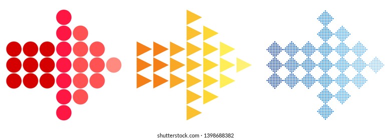 Colorful arrow icons. A simple sign of the color of a web icon on a white background. The modern hard plain is a flat mono-minimalist style. Vector illustration.