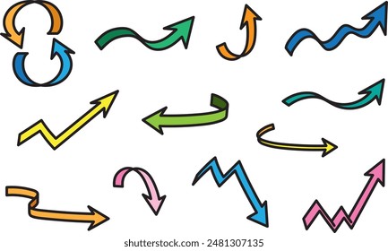 Colorful arrow illustration material set