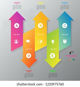 Colorful Arrow infographic concept. Business template with 5 steps, options, parts. Can be used for workflow layout, diagram, chart, step by step infographics, web design. Vector illustration