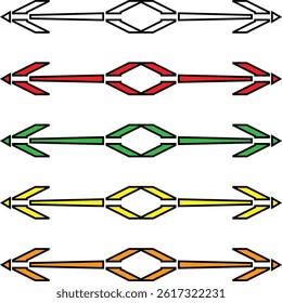 Colorful Arrow Line Vector Set – Geometric Double-Headed Direction Arrows in Modern Outline Style

