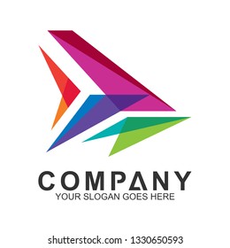 colorful arrow logo, fast motion vector, delivery service icon, speed arrow, travel and transportation symbol, media tech logo design, abstract arrow business logo template
