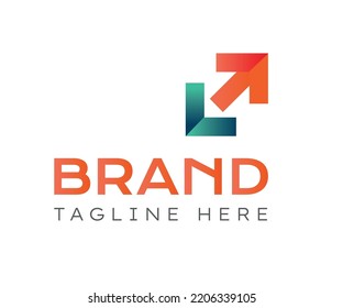 Colorful Arrow Up Logo. Geometric design element, abstract business logo template. Logo concept of progress development application business strategy financial investment technology delivery company 
