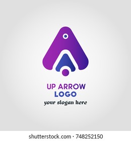 Colorful Up Arrow Logo Template With 3 Various Objects