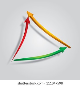 Colorful arrow made Ã?Â¢??Ã?Â¢??up of triangles with background