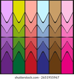 Motif de flèche coloré. Formes de segment de dégradé. Conception géométrique de chevron. Image vectorielle palette vibrante. E