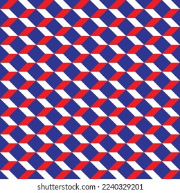 Colorful arrow pattern on blue background. US flag color theme modern backdrop design. Left and right arrow direction pattern background.