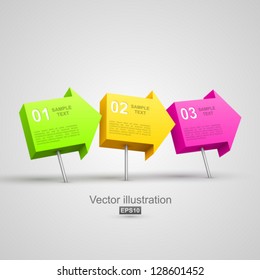 Colorful arrow pushpins 3D.