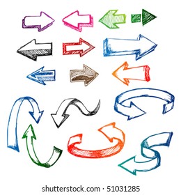dibujo de flecha de colores/conjunto de doodle