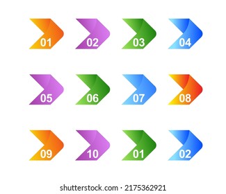 Farbige Pfeilrichtung (Richtungs-Nummer), Bullet-Punkte freie Vektorvorlage