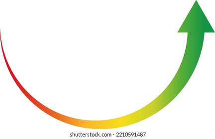 Colorful arrow. Symbol for energy efficiency, customer rating. Isolated vector illustration, transparent background. Asset for overlay, montage, collage or presentation. Business, finance concept.	