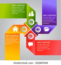 colorful arrow text box template for website, icon, numbers,info graphic.