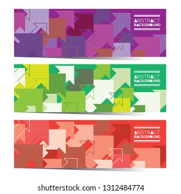 Colorful Up Arrow Three Horizontal Banner Set Vector Illustration