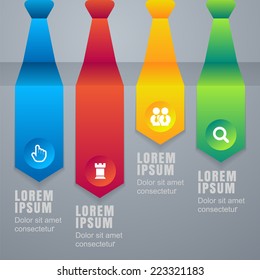 Colorful arrow tie infographics elements. Vector illustration background. Can be used for diagram, number options, web design. 