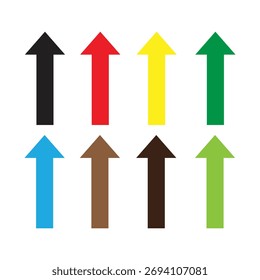 Conjunto de Vector de flecha colorido. Indicadores direccionales en negrita para gráficos de crecimiento empresarial, indicadores de progreso, datos financieros e iconos de interfaz multipropósito.