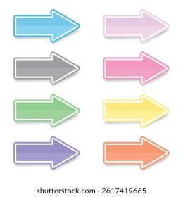 Colorful arrow vector set on white background. Direct shape.