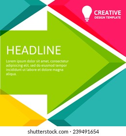 Colorful arrows background, template with place for text. Vector illustration. Concept for website, flyer, brochure, poster.