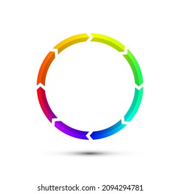 Marco de circunferencia de flechas coloridas aislado sobre fondo blanco - vector