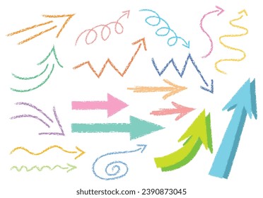 Colorful arrows with crayon touch