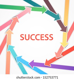 Colorful arrows with data, info, text, cycle circle. Business banner. Background for workflow concept, strategy to success, website, web design. Creative spreadsheet (Infographics) template (layout)