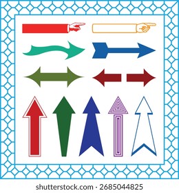 Conjunto de elementos de diseño de flechas coloridas de colección	
