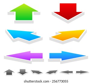 Colorful Arrows in Different Directions: 3D Up, Down, Left, Right and Diagonal Arrows