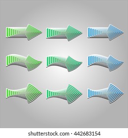 Colorful arrows in different shapes created with blend feature.