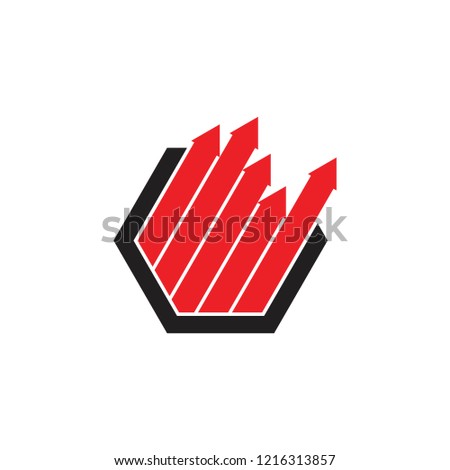 colorful arrows up hexagonal chart design logo vector