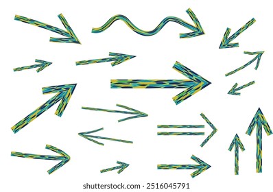 colorful arrows, mosaic pointers, brush, art