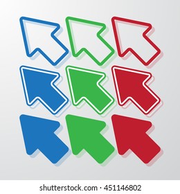 Colorful arrows on grey background