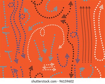 colorful arrows on orange background. seamless pattern. vector