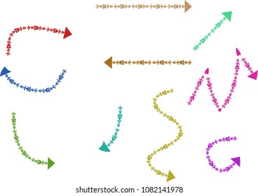 Colorful arrows on white background.