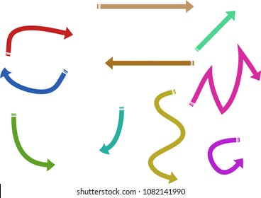 Colorful arrows on white background.
