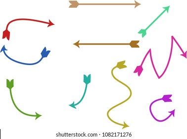 Colorful arrows on white background.