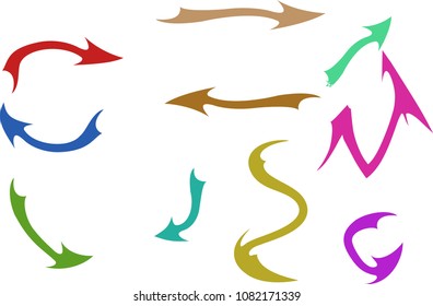 Colorful arrows on white background.