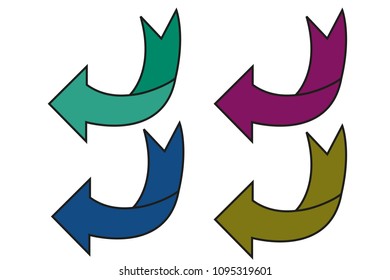 Colorful arrows on white background.