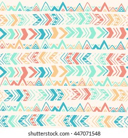 Colorful arrows on a white background. Vector seamless pattern