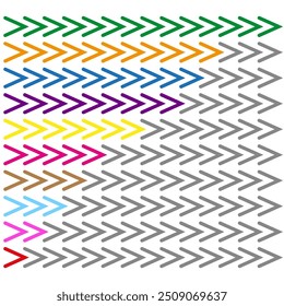 Patrón de flechas de colores. Repetición geométrica brillante. Diseño abstracto de Vector. Formas direccionales multicolores.