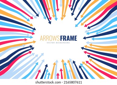 Colorful Arrows Pointing to the Center. Arrows Frame for Your Text. Dynamic Arrow Symbols. Focus on Your Learning Goal Target. Online Education Focus Concept. Vector Illustration.