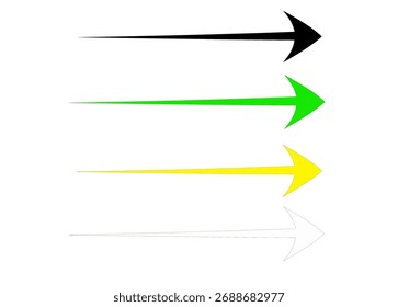 Colorful arrows pointing right on a white background direction and navigation concept