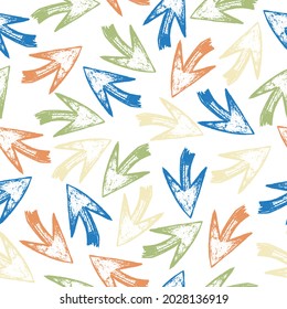 colorful arrows seamless vector pattern background illustration. Texture with tribal indian hand drawn arrows. Native american background design. Vector illustration. 