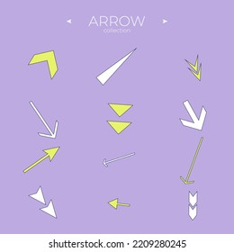 Colorful arrows. Arrows colorful set. Abstract minimalistic patterns. For website design. Vector illustration