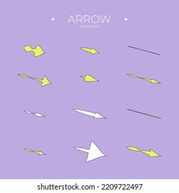 Colorful arrows. Arrows colorful set. Arrow logo concept. Curly and wave orientation. Vector illustration