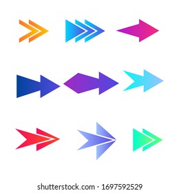 Colorful Arrows set icons. Arrow icon. Arrow vector collection. Arrow. Cursor. Modern simple arrows. Vector illustration