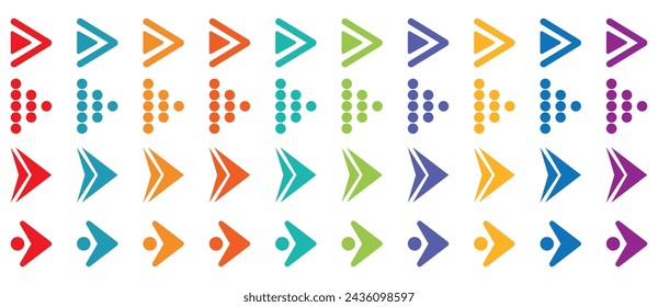 Colorful arrows set vector illustration. Bullet points arrow collection. Vector illustration.