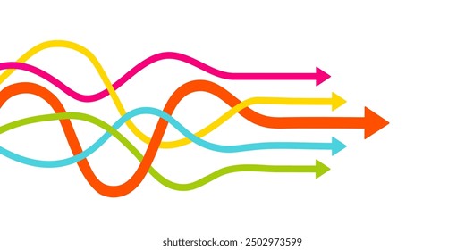 Colorful arrows streamline process concept image. Clipart image