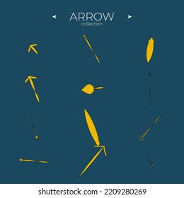 Colorful arrows. Arrows vector collection. Abstract minimalistic patterns. Curly and wave orientation. Vector illustration