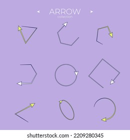 Colorful arrows. Arrows vector collection. Direction arrows. Curly and wave orientation. Vector illustration