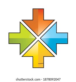 icono vectorial de flechas coloridas aislado en blanco